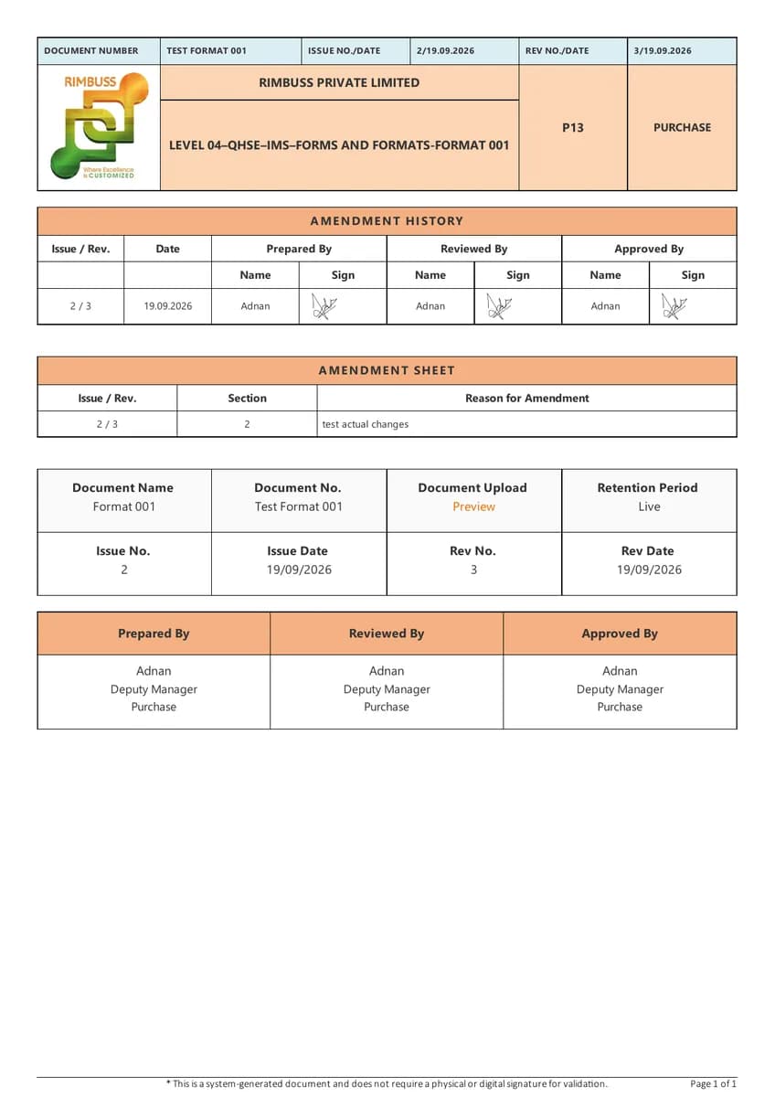 Internal Documents report preview